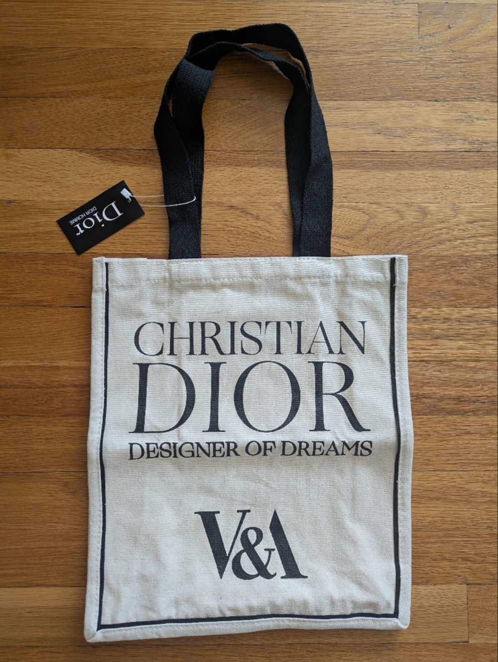 Christian Dior "Designer of Dreams" V&A Canvas Tote - Cream & Black